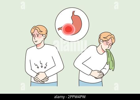 Ungesunde Menschen leiden an Lebensmittelvergiftung Stock Vektor