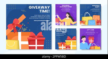 Werbegeschenk Social Media Post Template Flache Cartoon Hintergrund Vektor Illustration Stock Vektor