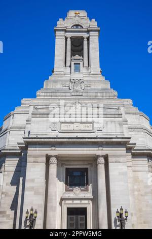 Die Fassade der Freemasons Hall ist im klassischen Art déco-Stil gehalten Stockfoto