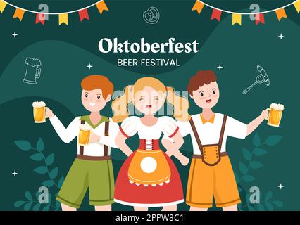 Oktoberfest Beer Festival Hintergrund Vorlage Cartoon Vektor Illustration Stock Vektor