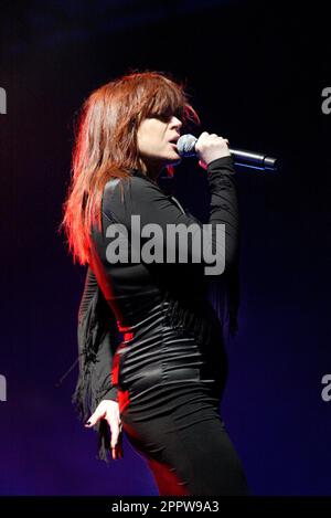 Chrissie Amphlett of the Divinyls tritt auf der Homebake auf, dem alljährlichen Musikfestival in Australien für „hausgemachte“ Bands. The Domain, Sydney, Australien. 08.12.07. Stockfoto