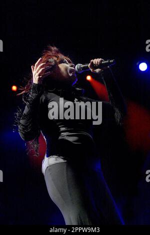 Chrissie Amphlett of the Divinyls tritt auf der Homebake auf, dem alljährlichen Musikfestival in Australien für „hausgemachte“ Bands. The Domain, Sydney, Australien. 08.12.07. Stockfoto