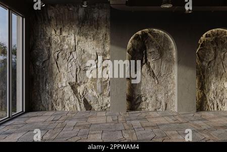 Bogenwand in modernem Innendesign Stockfoto