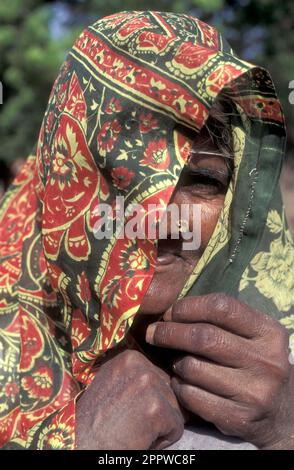 Ein Gärtner arbeitet vor dem Fort Agra in der Stadt Agra in der Provinz Uttar Pradesh in Indien. Indien, Agra, April 1998 Stockfoto