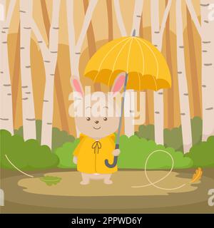 Süßer Karikaturenhase mit Schirm Stock Vektor