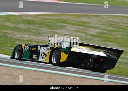 Scarperia, 2. April 2023: TOJ SC 206 Jahr 1977 in Aktion während des Mugello Classic 2023 auf dem Mugello Circuit in Italien. Stockfoto