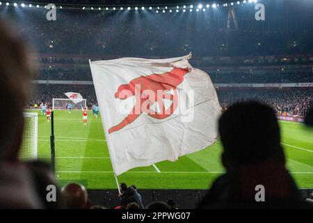 Arsenal gegen Southampton am Freitag, den 21. April 2023, London UK, feiert ein Arsenal-Tor im Emirates Stadium Stockfoto