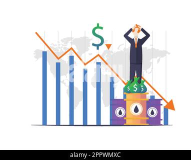 Ein Mann, der Ölpreise senkt. Vecter-Design Stock Vektor