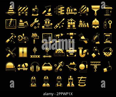 Satz goldener Symbole für Baumeister Stock Vektor