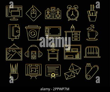 Satz von goldenen Symbolen für den geschäftlichen Bereich Stock Vektor