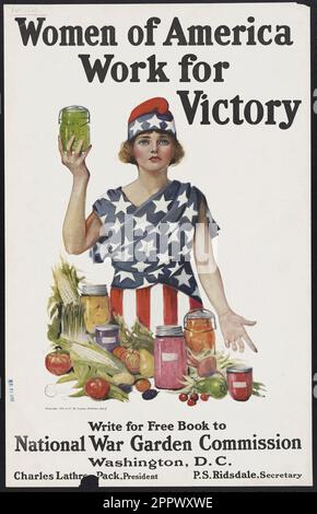 Women of America work for Victory Schreiben Sie ein kostenloses Buch an die National war Garden Commission, Washington, D.C. Charles Lathrop Pack, Präsident, P.S. Ridsdale, Secretary by Leonebel Jacobs, Publikation am 1918 Stockfoto