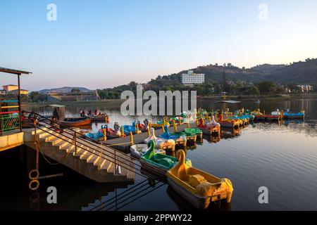 Paddelboote, See, Saputara, Gujarat, Indien, Indian Hill Station Stockfoto