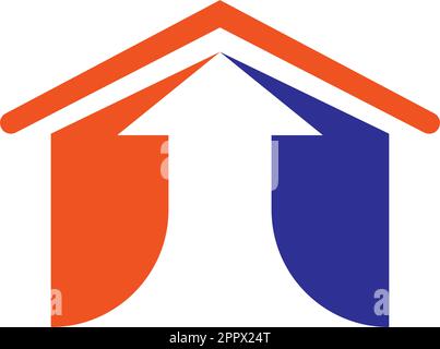 Vektordesign mit Pfeil-nach-oben-Symbol des Hauses Stock Vektor