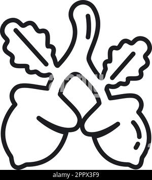 Schwarze Linie Eichenholz Ikone Vektordesign Stock Vektor