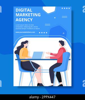 Marketing Poster Vorlage Flache Cartoon Hintergrund Vektor Illustration Stock Vektor