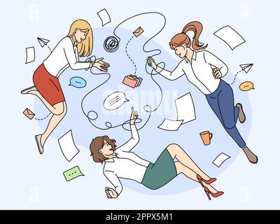 Geschäftsleute arbeiten mit Bürodokumenten zusammen Stock Vektor
