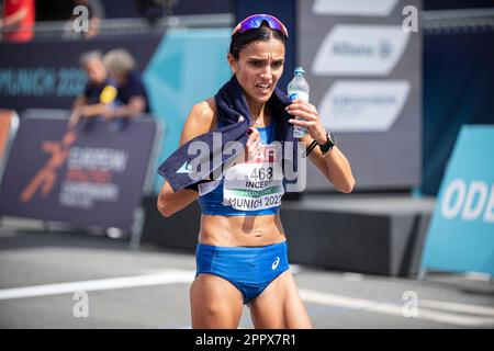 Anna Incerti nimmt am Marathon der europäischen Leichtathletikmeisterschaft 2022 in München Teil. Stockfoto