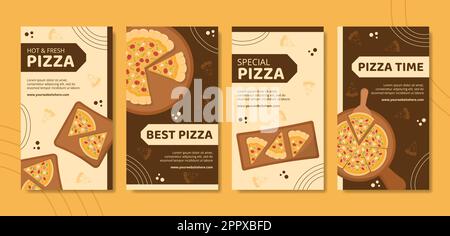 Pizza Food Social Media Stories Vorlage Hand Gezeichnet Cartoon Hintergrund Vektor Illustration Stock Vektor