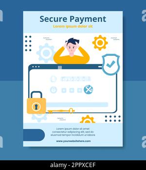 Datenschutz Poster Vorlage Flache Cartoon Hintergrund Vektor Illustration Stock Vektor