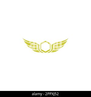 Vektordesign mit Flügellogo. Konzept des Luftfahrt-Logos. Stock Vektor