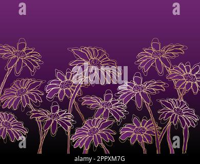 Handgemalte lila Blumenmuster Stock Vektor