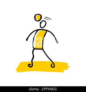 Stickman Stick-Figur Spielt Fußballsport Stock Vektor