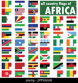 Sie können alle Länderflaggen afrikas verwenden, um Banner, Poster, Hintergründe usw. zu entwerfen Stock Vektor