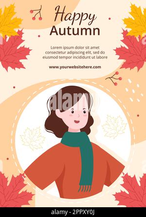 Herbst Flyer Vorlage Hand Gezeichnet Cartoon Hintergrund Vektor Illustration Stock Vektor