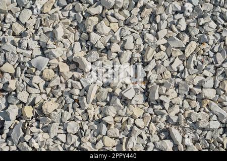 Schutt-Hintergrund, Draufsicht auf Bauschutt. Hintergrundidee aus Natursteinen. Stockfoto