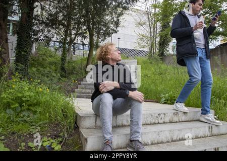 Gent, Belgien. 25. April 2023. Professor Hendrik Vos posiert für den Fotografen bei einem Interview zu den bevorstehenden Europawahlen am Dienstag, den 25. April 2023 in Gent. Vos ist der Universität Gent angeschlossen, wo er auch Direktor des Zentrums für EU-Studien ist. BELGA FOTO NICOLAS LAMBERT Kredit: Belga News Agency/Alamy Live News Stockfoto