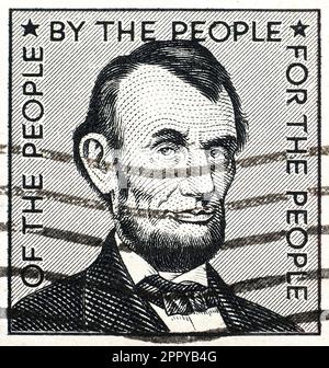 USA - circa 1959: Präsident Abraham Lincoln (1809-1865) Porträt einer alten Briefmarke, ca. 1959 Stockfoto