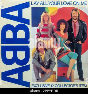 Leg all deine Liebe auf mein Schallplattencover von Abba, schwedische Popgruppe Stockfoto