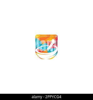 Design des Apothekenlogos. Pocket-Apotheke-Konzept. Logo für Apotheke-App-Konzept. Stock Vektor