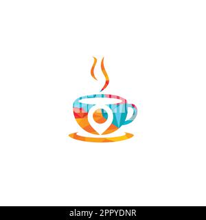 Coffee Point Logo-Design. Design der Vorlage für das Coffee Location Logo. Stock Vektor