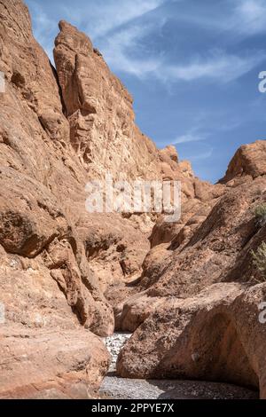 Felsformationen, bekannt als Affenfinger im Dades-Tal. Stockfoto