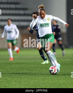 Hammarby no 9 Madelen Janogy während des Fußballspiels am Montag im OBOS Damallsvenskan zwischen dem FC Linköping-Hammarby IF in der Bilbörsen Arena, Linköping, Schweden. Stockfoto