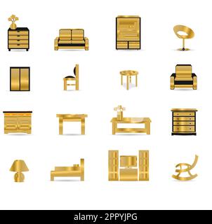 Goldene Möbelsymbole Stock Vektor