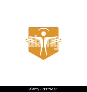 Abstraktes Angel Vector Logo-Design. Repräsentiert das Konzept von Religion, Freundlichkeit und Nächstenliebe. Stock Vektor