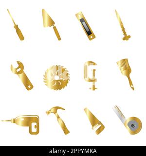 Goldene Symbole isolieren sich auf weißem Hintergrund Stock Vektor