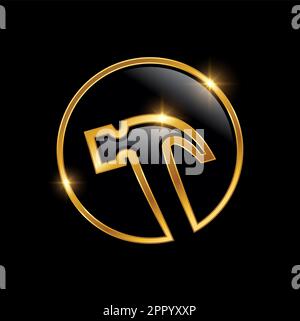 Golden Luxury Hammer Logo-Schild Stock Vektor