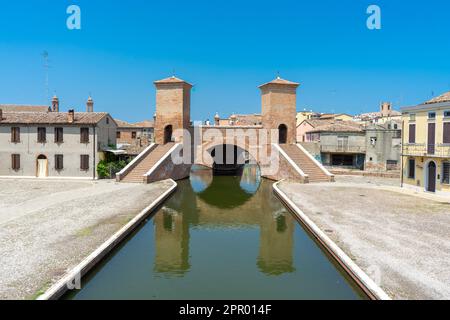 Fahrradtour am rechten Ufer des Flusses Po: Comacchio Stockfoto