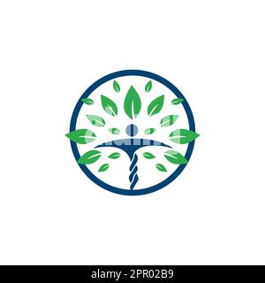 Menschlicher Charakter mit Blättern, Logo-Design. Logo für Gesundheits- und Schönheitssalon. Stock Vektor