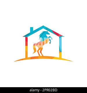 Logo für Pferde und Heimvektoren. Pferdelogo begleitet von Hauskonzepten. Stock Vektor