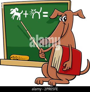 Zeichentricklehrer und Hundefigur im Klassenzimmer Stock Vektor