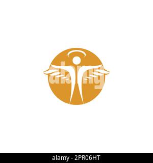 Abstraktes Angel Vector Logo-Design. Repräsentiert das Konzept von Religion, Freundlichkeit und Nächstenliebe. Stock Vektor