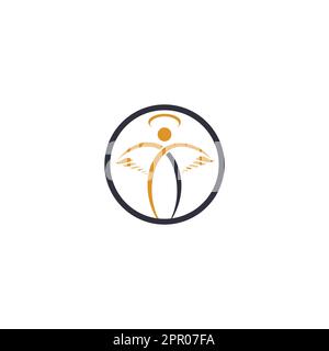 Abstraktes Angel Vector Logo-Design. Repräsentiert das Konzept von Religion, Freundlichkeit und Nächstenliebe. Stock Vektor