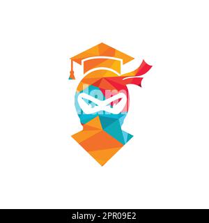 Smart ninja modern education vector logo design. Stock Vektor