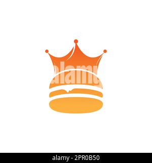 Burger King Vektor-Logo-Design. Burger mit Crown Icon-Logo. Stock Vektor