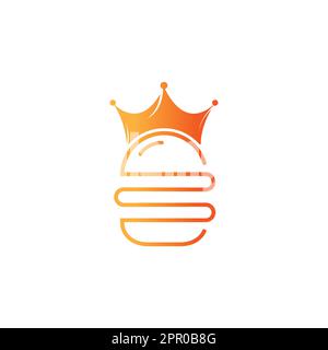 Burger King Vektor-Logo-Design. Burger mit Crown Icon-Logo. Stock Vektor