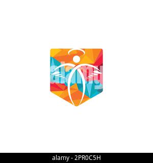 Abstraktes Angel Vector Logo-Design. Repräsentiert das Konzept von Religion, Freundlichkeit und Nächstenliebe. Stock Vektor